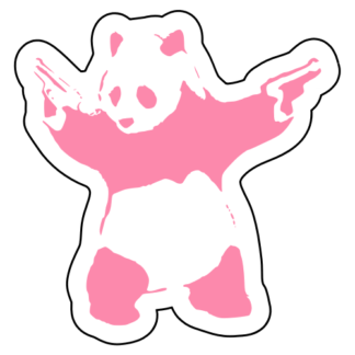 Guns Out Panda Sticker (Pink)